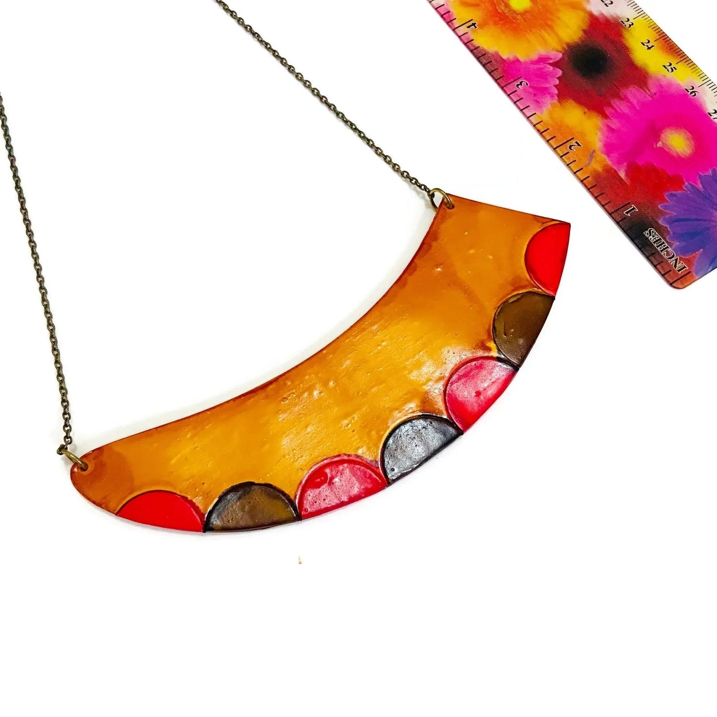 Asymmetrical Mustard Yellow Statement Necklace-1