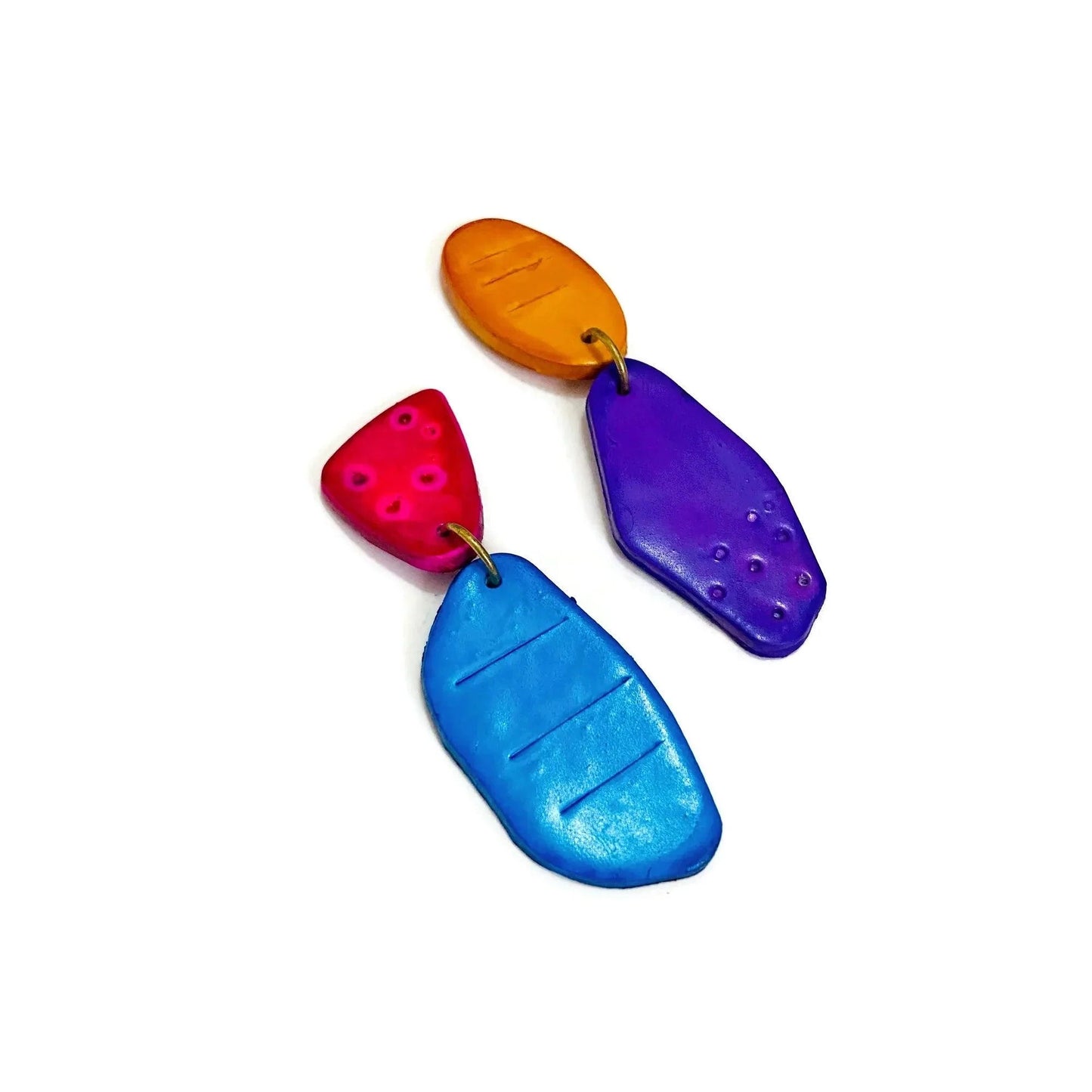 Colorful Mismatched Clip On Earrings-1
