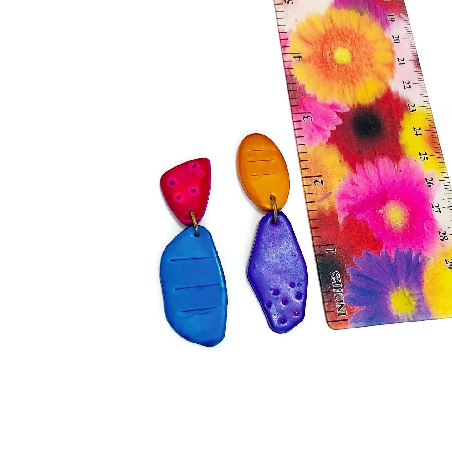 Colorful Mismatched Clip On Earrings-2