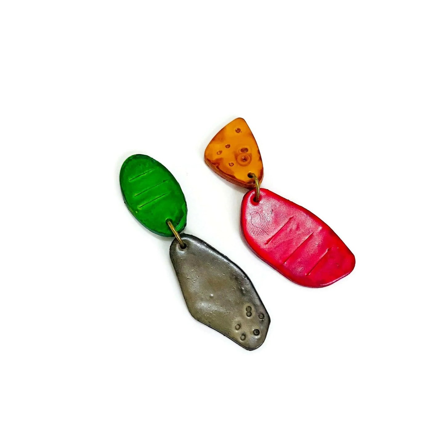 Colorful Mismatched Clip On Earrings-4