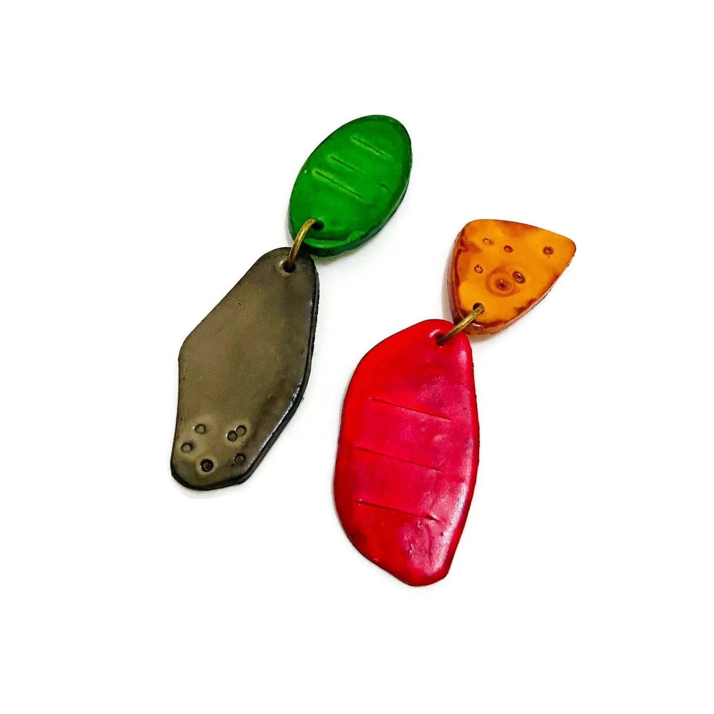 Colorful Mismatched Clip On Earrings-5
