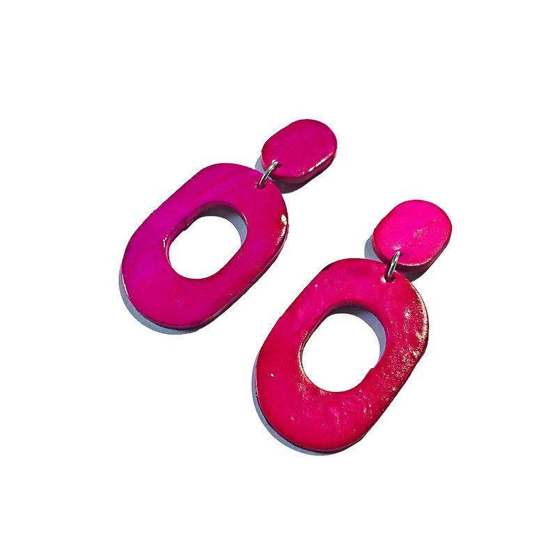 Dark Blue Clip On Earrings for Non Pierced Ears, Clay Painted with Alcohol Ink- "Pam"-5
