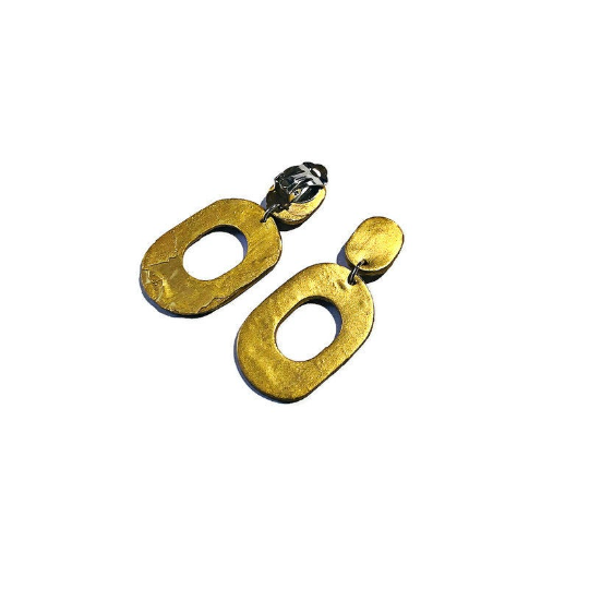 Dark Blue Clip On Earrings for Non Pierced Ears, Clay Painted with Alcohol Ink- "Pam"-14