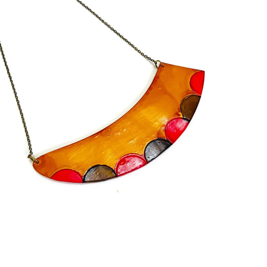 Asymmetrical Mustard Yellow Statement Necklace-0