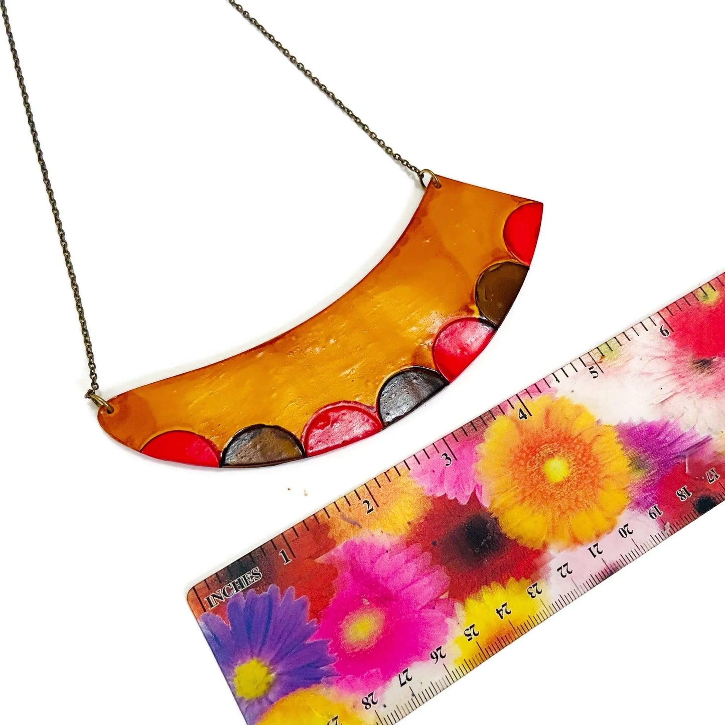 Asymmetrical Mustard Yellow Statement Necklace-2