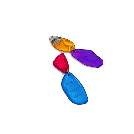 Colorful Mismatched Clip On Earrings-0
