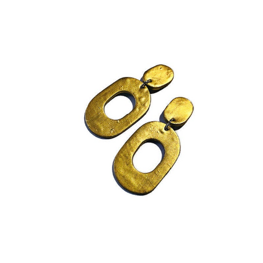 Dark Blue Clip On Earrings for Non Pierced Ears, Clay Painted with Alcohol Ink- "Pam"-10