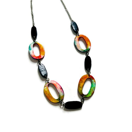 Long Colorful Beaded Statement Necklace Handmade-0